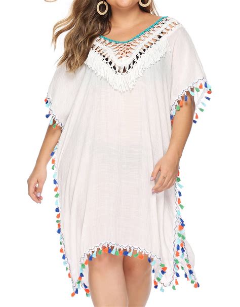 Plus Size Xl 3xl Swimsuit Cover Ups Womens Sexy Bathing Suit Cover Up Crochet Hollow Out V Neck