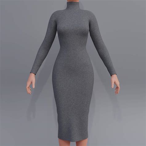 Turtleneck Bodycon Dress D Model By Vicky