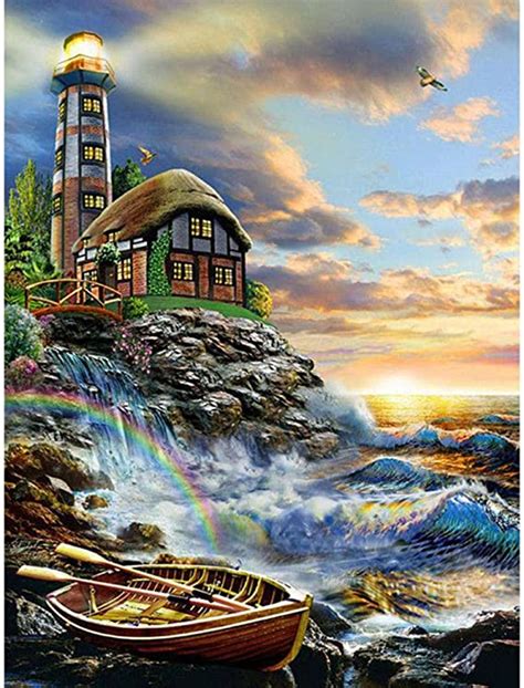 Xinyouzhihi Wooden 1000 Piece Puzzles50x75cmlighthouse Coast Scenery