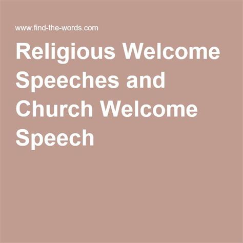 Religious Welcome Speeches And Church Welcome Speech