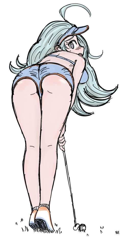 Rule 34 1girls Ahoge Ass Back Bent Over Blue Hair Blush Breasts