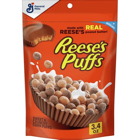 reese s puffs cereal chocolatey peanut butter with whole grain 3 4 oz