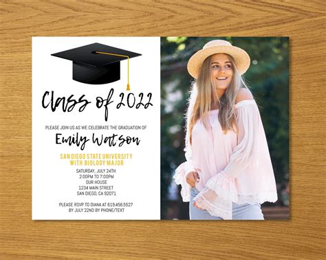 Class Of 2023 Graduation Party Invitation With Photo Template Etsy
