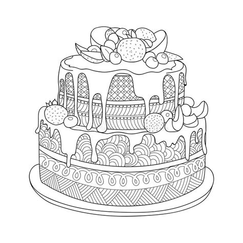 Teespring.com/stores/guuhstore learn to draw a cute birthday cake subscribe: Cake for coloring book stock vector. Illustration of cafe - 92338048