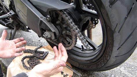 With a few exceptions, most using the chain tool with the riveting tip and anvil installed, press the end of each pin a little at a time to create rivets. Motorcycle chain riveting with simple tools at home - YouTube
