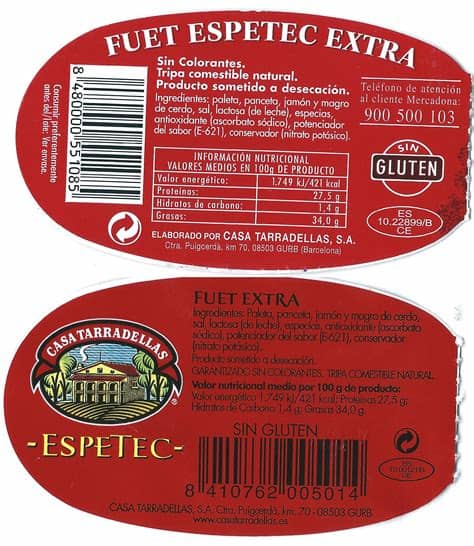 Casa tarradellas espetec de categoria extra 2 x 170 g o compara su precio en otros supermercados y ahorra. EXENTIS, ¿EL FUET PARA TODOS? | Artificial, naturalmente ...