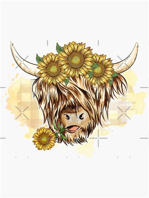 Highland Cow And Sunflowers Sticker For Sale By Erika79 Redbubble