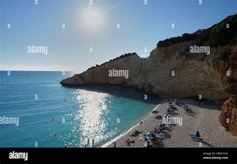 Panorama Of Porto Katsiki Beach Lefkada Lefkas Greece It Is One Of