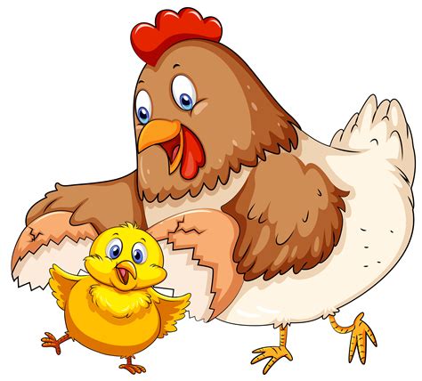 Mother Hen And Little Chick 295452 Vector Art At Vecteezy