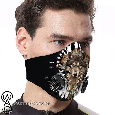 Native American Wolf Filter Carbon Face Mask