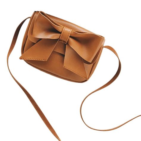 Children Girls Shoulder Bag Cute Bowknotl Leather Handbag Candy Color