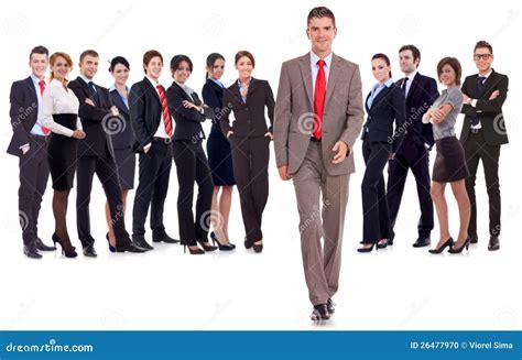 Business Man Walking Forward Leading Team Stock Photo Image 26477970
