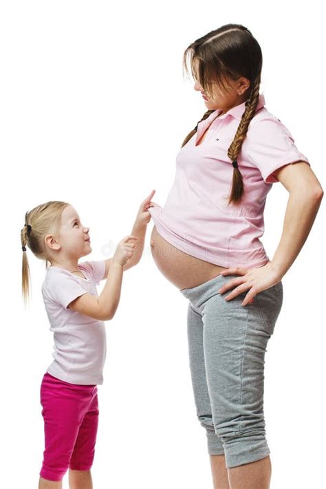 Beautiful Pregnant Woman With Her Daughter Stock Image Image Of