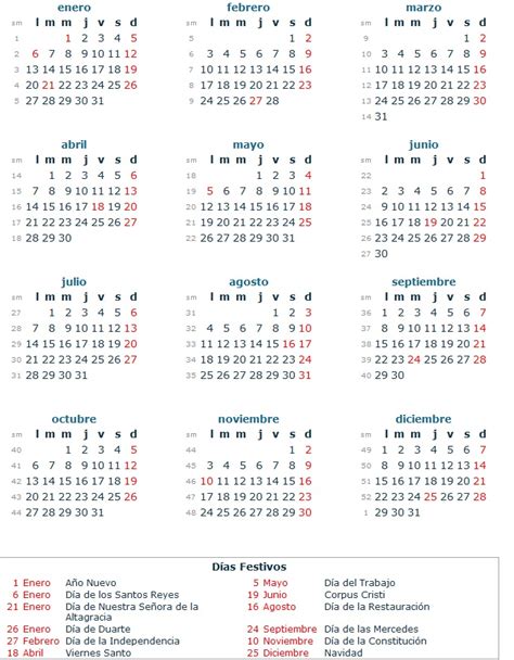 Calendario 2020 Republica Dominicana Dias Feriados Calendario 2019