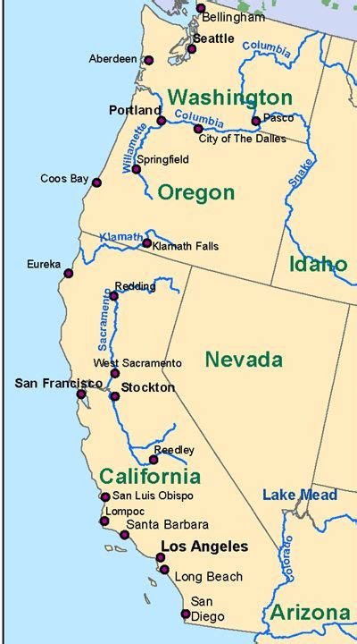 Map Of The West Coast Usa World Map
