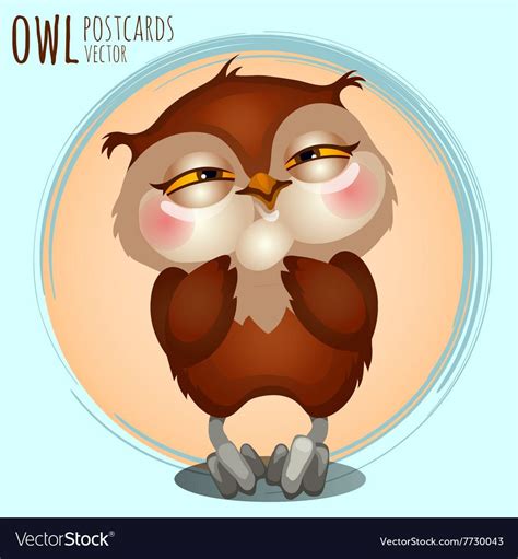 Pleased Brown Owl Vector Cartoon Series Owls Download A Free Preview