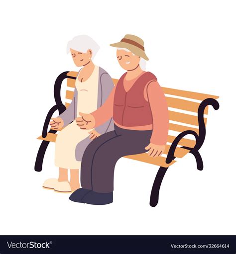 Old Couple Sitting On A Bench Royalty Free Vector Image