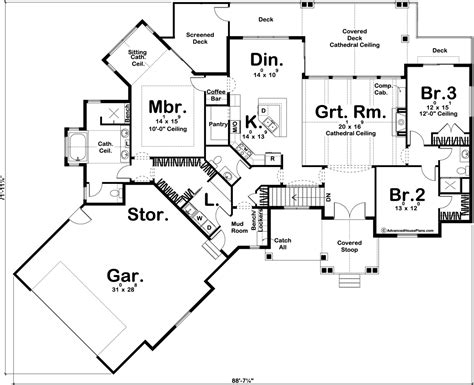 1 Story Craftsman House Plan Manchester
