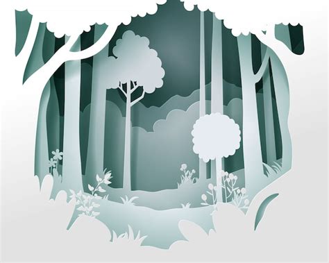 Premium Vector Paper Cut Vector Landscape With Deep Forest