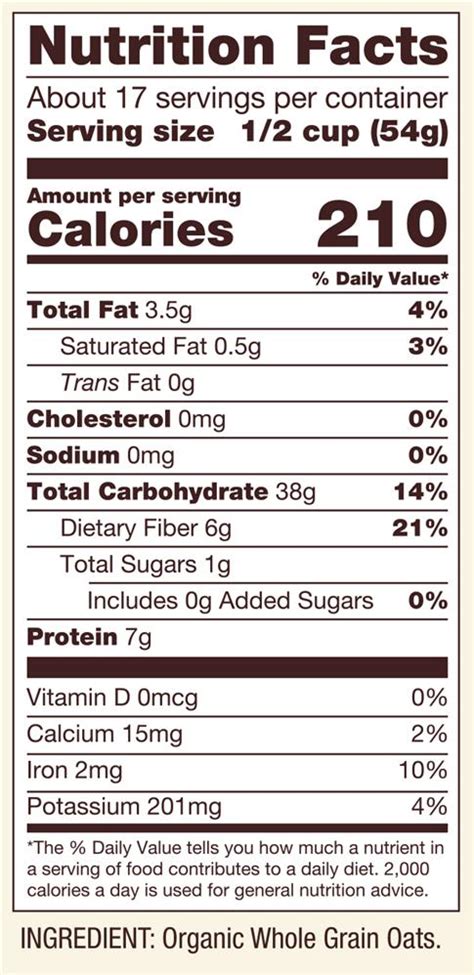 Do you want all that in your diet? Quaker Oats Old Fashioned Nutritional Information | Besto Blog
