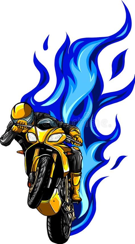 Motorcycle Rider Silhouette Vector Flames Stock Illustrations 39