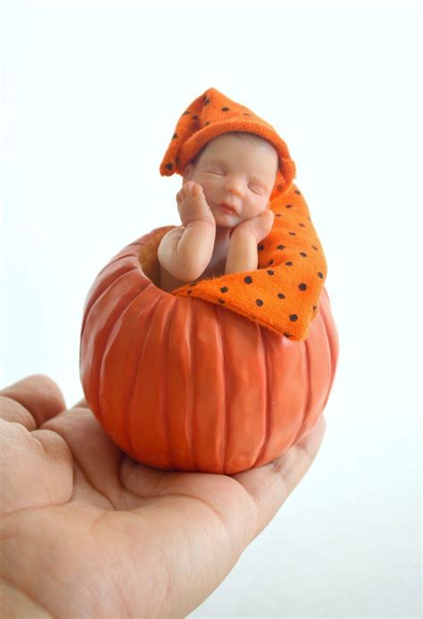 Polymer Clay Baby In Pumpkin Art Dolls Polymer Clay Art