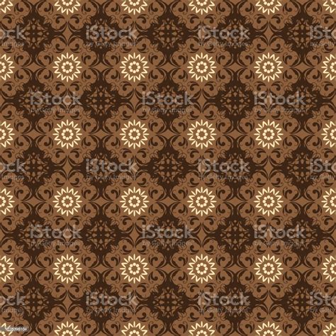 Geometric Ethnic Pattern For Javanese Batik With Elegant Dark Brown
