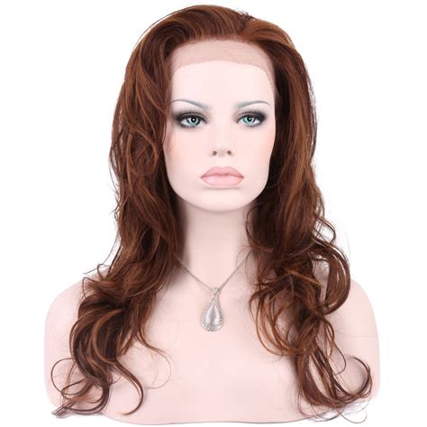 Keewig Synthetic Auburn Lace Front Wig Long Wavy Piano Blend Color Light And Dark