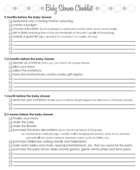 Ultimate Baby Shower Checklist 7 Printable Templates