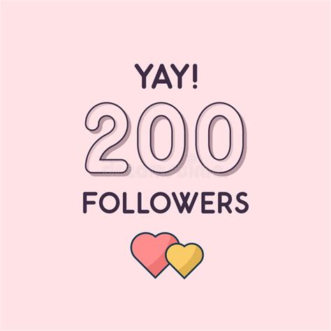 Yay 200 Followers Celebration Greeting Card For Social Networks Stock