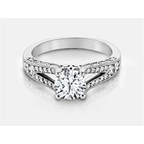 round brilliant diamond engagement ring in 18k white gold bridal