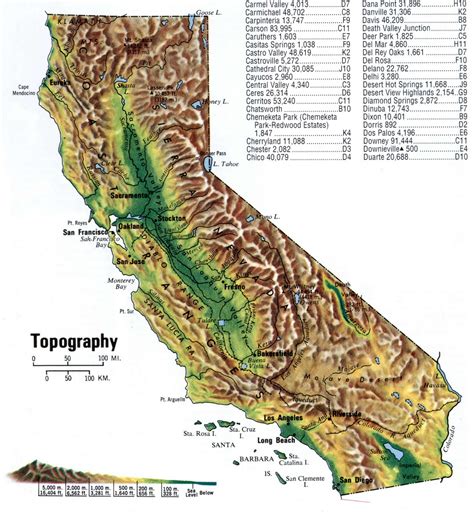 Topography Map Of California State Printable Topo Map California In