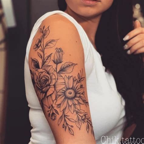 Woman half sleeve upper arm tattoos. feminine tattoos sleeve #Sleevetattoos | Tattoos ...