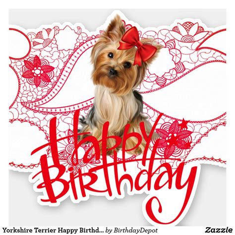 Yorkshire Terrier Happy Birthday Sticker Zazzle Birthday Stickers