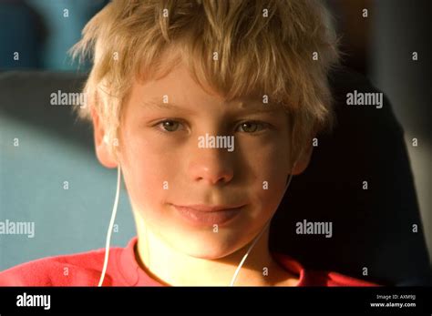 Young Boy With Ipod Stock Photo Alamy