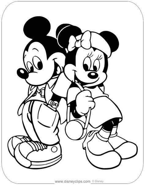 Mickey Mouse And Minnie Mouse Together Coloring Pages