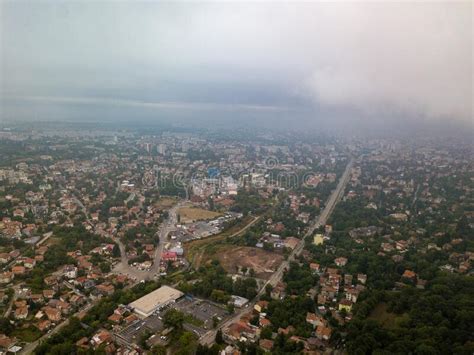Aerial View Of The Architecture Of Sofia Bulgaria Through Fog Stock