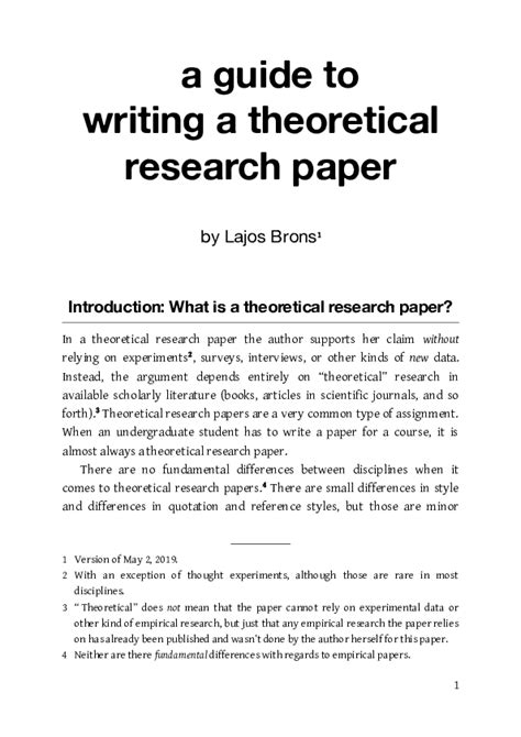 Pdf A Guide To Writing A Theoretical Research Paper Lajos Brons