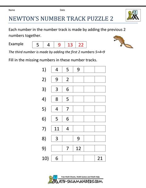 Math Brain Teasers Newtons Number Track Puzzle 2 1000×1294