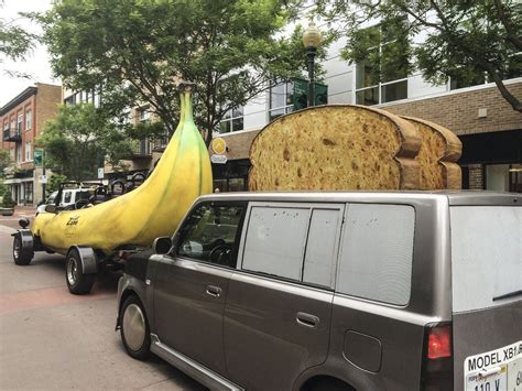 Giant Toaster Has Brief Rendezvous With Big Banana Car In Kalamazoo