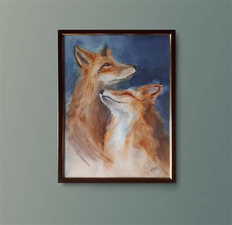 Two Foxes In Love Watercolor Original Painting T For Animal Etsy