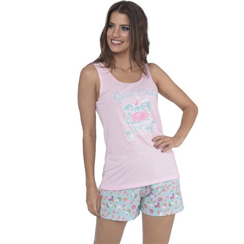 Pijama Modelo Bella Short Doll E Regata Feminino De Verão Da Victory
