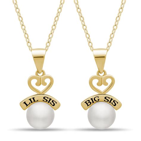 Sister Heart Necklace Set For Big Sis Lil Sis 925 Silver 14k Gold Plated Necklaces For Sisters