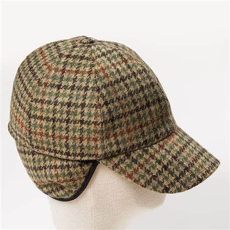Baseball Caps With Ear Flap Brown Houndstooth John Hanly And Co