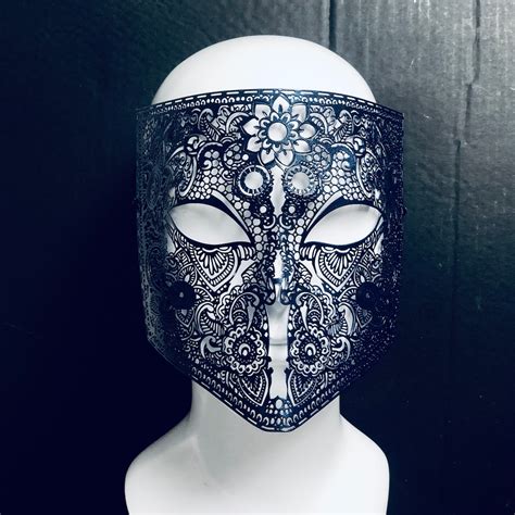 Gold Masquerade Mask Men Bauta Mask Full Face Metal Mask Etsy