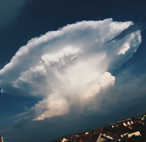 Giant Cumulonimbus Cloud Engulfs Belgrad While Strange Sunset Cloud