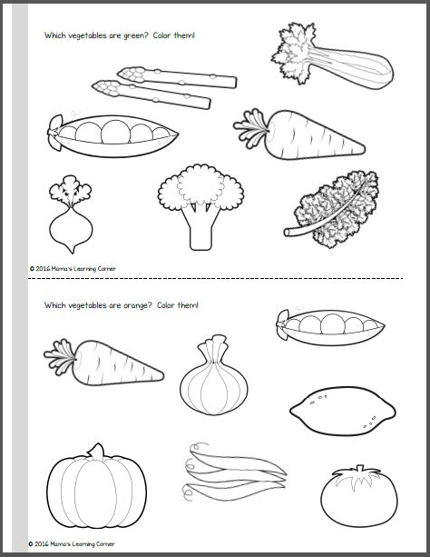 Print out vegetable happy face cauliflower coloring page preschool. Vegetable Coloring Pages - Mamas Learning Corner