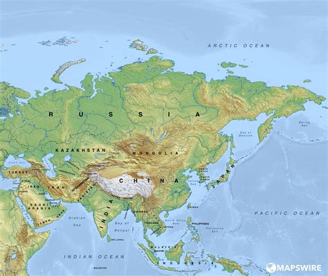 Asia Physical Wall Map Mural Asia Map Physical Map Map Wall Mural Photos