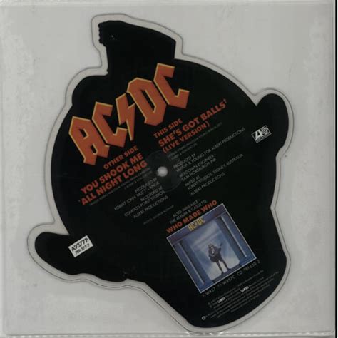 The boys had a title. Ac/Dc You Shook Me All Night Long UK Shaped Picture Disc ...
