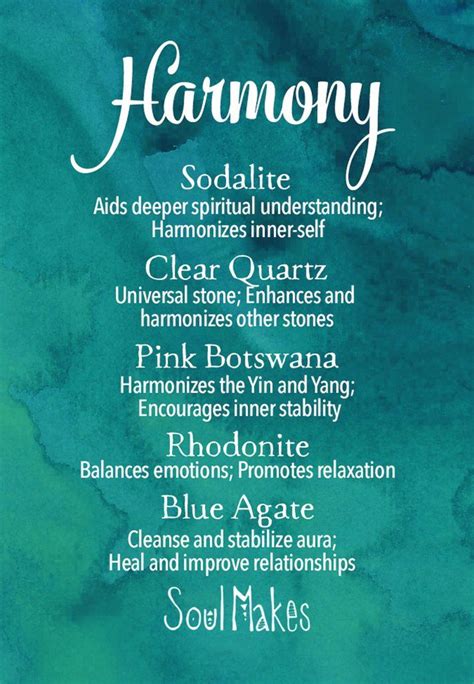 Harmony And Balance Crystals Meaning Card By Soulmakes Energy